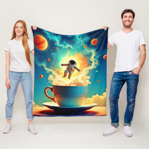 Astronaut Coffee Dream Fleece Blanket