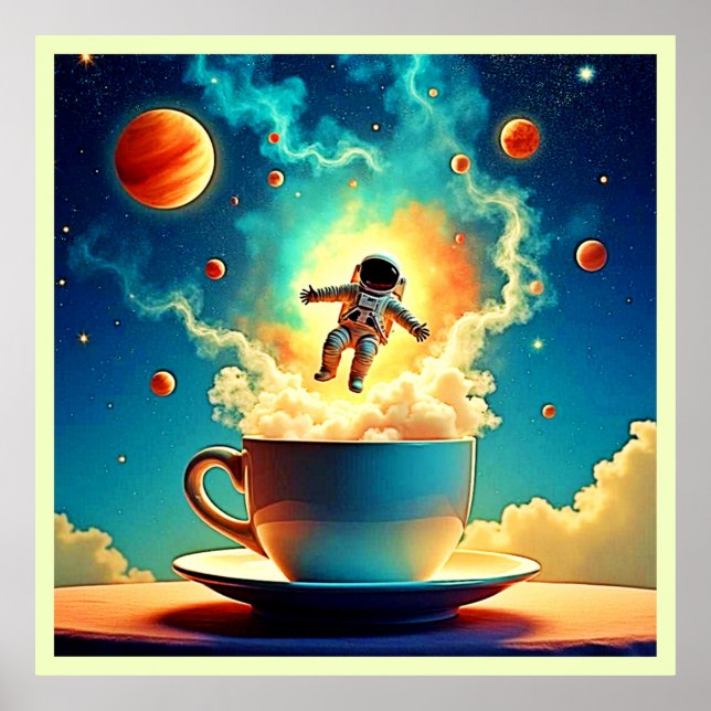 Astronaut Coffee Dream Poster (Front)