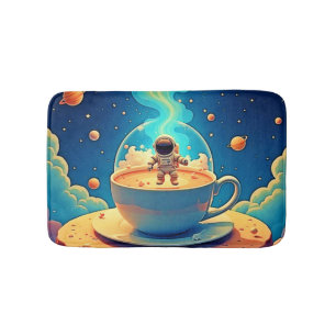 Astronaut Coffee Space Art Bath Mat