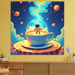 Astronaut Coffee Space Art Canvas Print