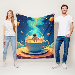 Astronaut Coffee Space Art Fleece Blanket