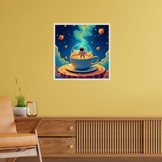 Astronaut Coffee Space Art Poster (Living Room 2)