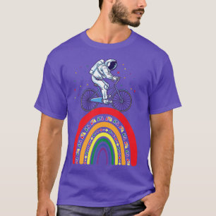 Astronaut Cycling Boho Rainbow  T-Shirt