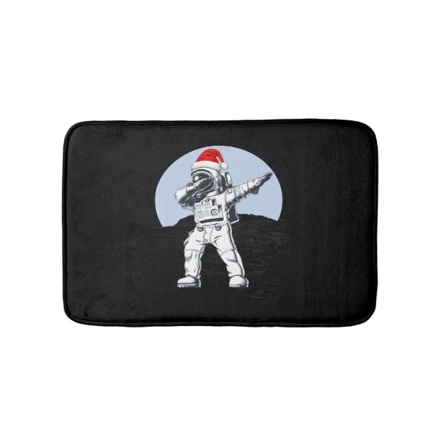 Astronaut Dab On The Moon Space Christmas Graphic Bath Mat (Front)