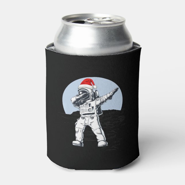 Astronaut Dab On The Moon Space Christmas Graphic Can Cooler (Can Front)