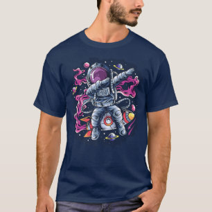 Astronaut Dabbing Dance Space Rocket with Stars Pl T-Shirt