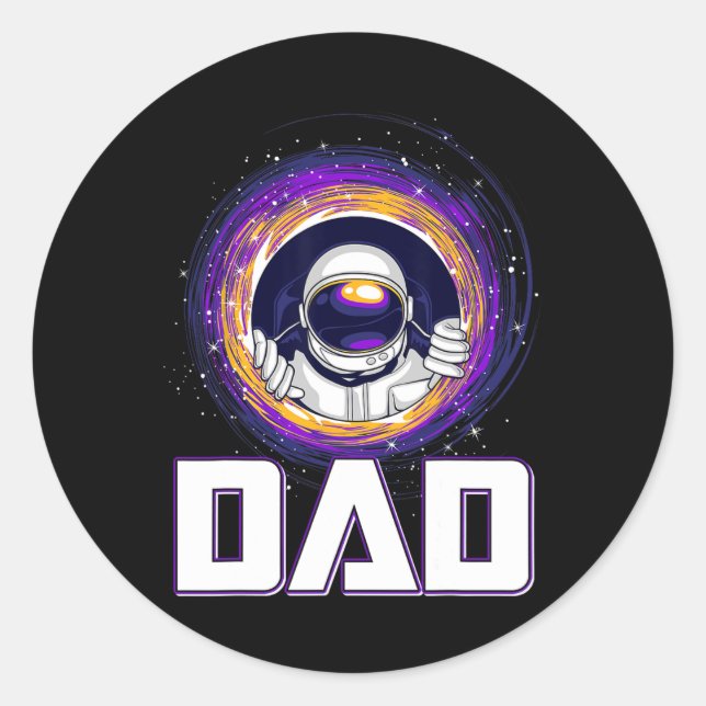 Astronaut Dad Outer Space Galaxy Lover Fathers Day Classic Round Sticker (Front)