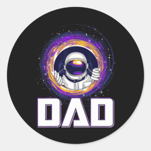 Astronaut Dad Outer Space Galaxy Lover Fathers Day Classic Round Sticker