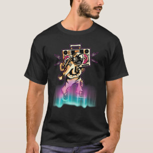 Astronaut dancing Retro with Music Player T-Shirt