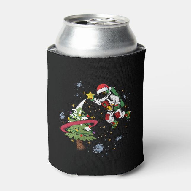 Astronaut Decorates A Christmas Tree In Space  Can Cooler (Can Front)