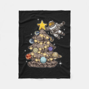 Astronaut Decorates A Christmas Tree In Space - Xm Fleece Blanket