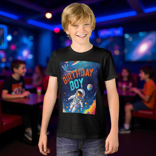 Astronaut Deep Space Planets Party Birthday Boy Tri-Blend Shirt