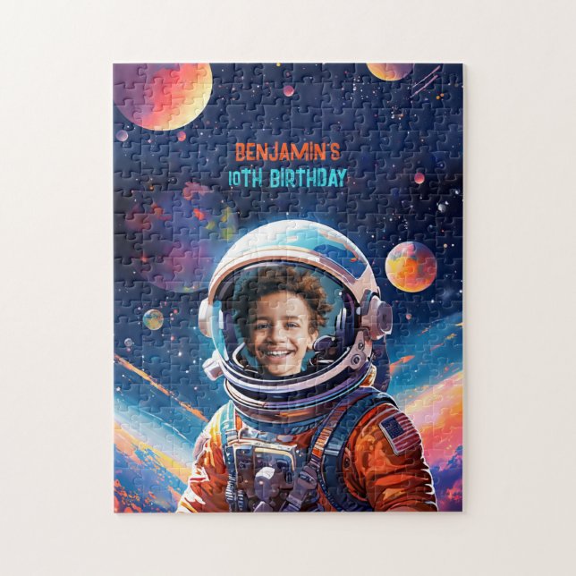 Astronaut Deep Space Sky Planets Photo Birthday Jigsaw Puzzle (Vertical)