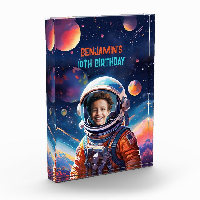 Astronaut Deep Space Sky Planets Photo Gift  Block (Left)