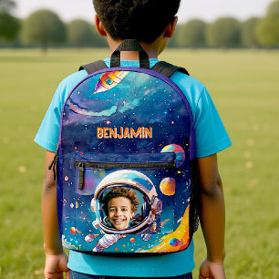 Astronaut Deep Space Sky Planets Photo Kids Gift  Printed Backpack