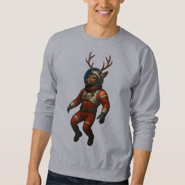 Astronaut Deer in Red Suit Sweatshirt (Front)