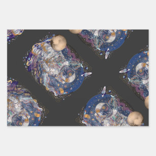 Astronaut design wrapping paper sheet