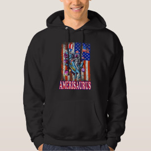 Astronaut Dinosaur 4th Of July Boys Men Amerisauru Hoodie