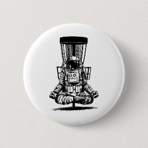 Astronaut Disc Golf Yoga Sket  6 Cm Round Badge