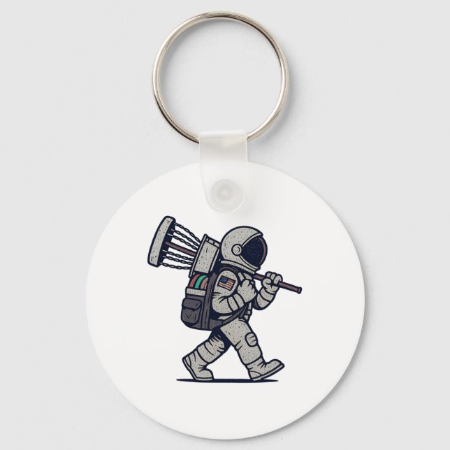 Astronaut Disc Golfer Funny Disc Golf  Key Ring (Front)