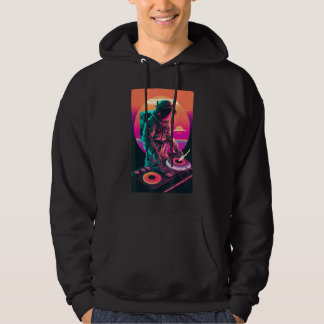 Astronaut DJ DJing in Space EDM cool Vaporwave Gra Hoodie