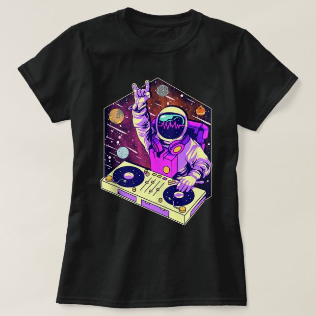 Astronaut DJ Music Psychedelic Psytrance Techno ED T-Shirt (Design Front)