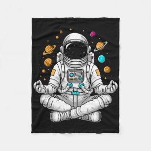 Astronaut Do Yoga Pose On Space Meditation Astrona Fleece Blanket