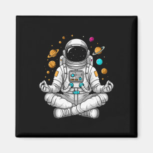 Astronaut Do Yoga Pose On Space Meditation Astrona Magnet
