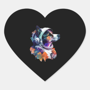Astronaut Dog space Cute Dog Lover for Kids men an Heart Sticker