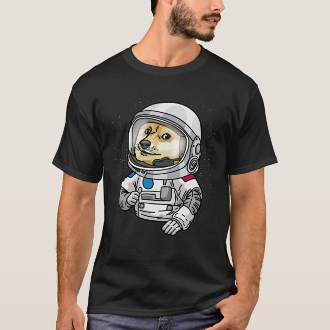 Astronaut Dog Thumbs Up in Space Doge T-Shirt (Front)