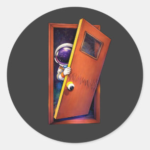 Astronaut Doorway Classic Round Sticker