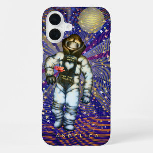 Astronaut Drawing Came here for Music Cool Space iPhone 16 Plus Case