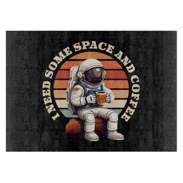 Astronaut Drinking Coffee Cutting Board (Front)