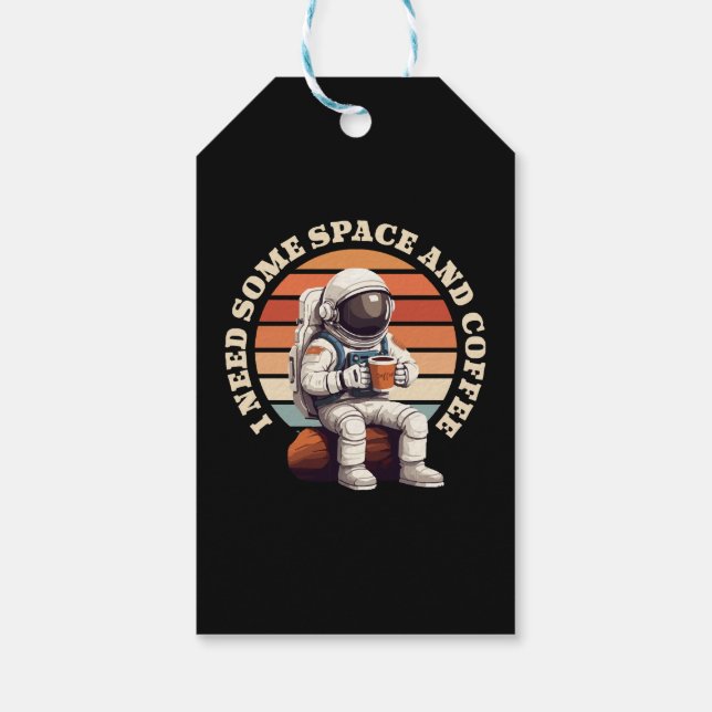 Astronaut Drinking Coffee Gift Tags (Back)