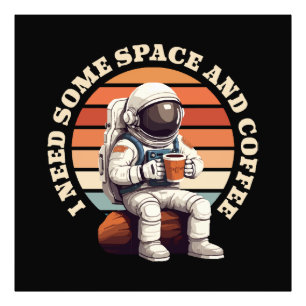 Astronaut Drinking Coffee Photo Print