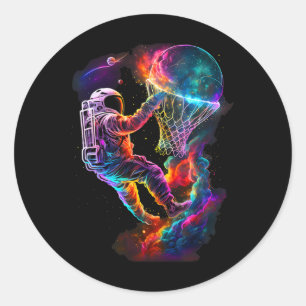Astronaut Dunking A Sketll Player Outer Space Cosm Classic Round Sticker