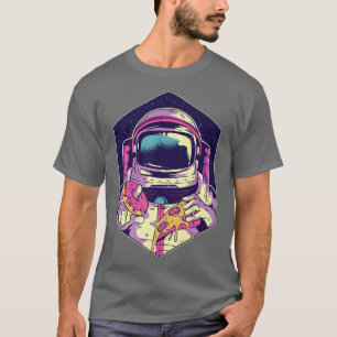 Astronaut Eating Donut and Pizza Space Walking T-Shirt