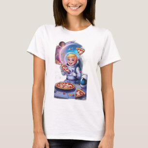 Astronaut eating pizza in space. T-Shirt