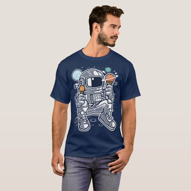 Astronaut eating planetary ice cream in space T-Shirt (Front Full)