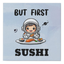 Astronaut eating Sushi