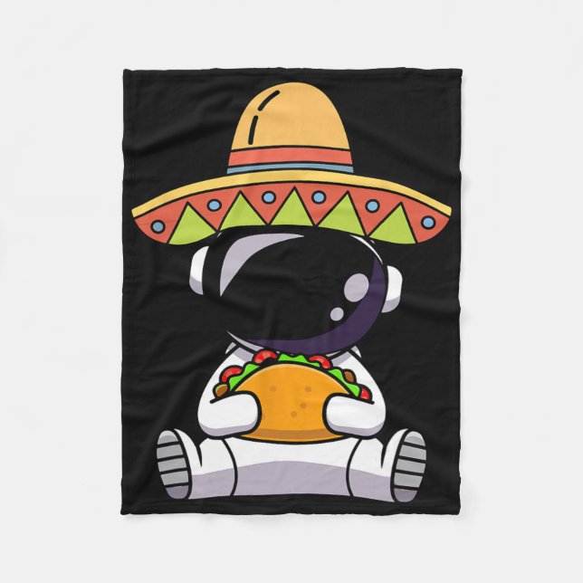 Astronaut Eating Tacos Funny Cinco De Mayo Space M Fleece Blanket (Front)
