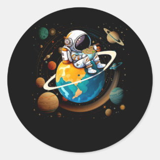 Astronaut Eats Ramen Anime Out Of Space Japanese N Classic Round Sticker