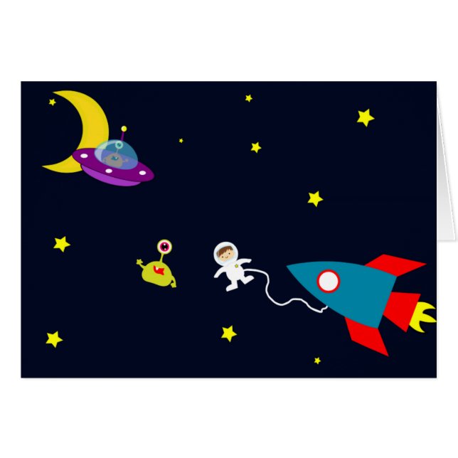 Astronaut Encounters Aliens in Space (Front Horizontal)