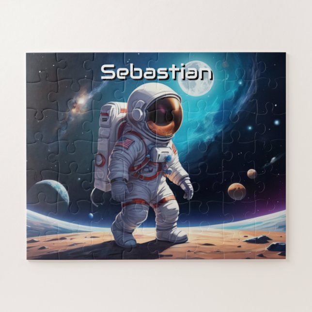 Astronaut Exploring Planet Personalised Jigsaw Puzzle (Horizontal)
