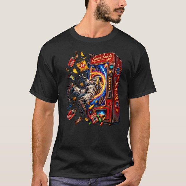 Astronaut Falling Through a Vending Machine T-Shirt (Front)
