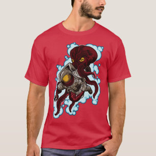 Astronaut fights Octopus Underwater Galaxy T-Shirt