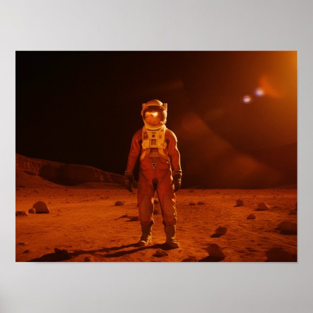 Astronaut First Human Martian on Red Planet Mars Poster (Front)