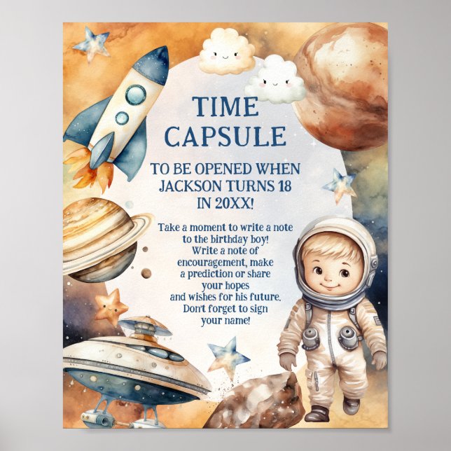Astronaut First Trip Around The Sun Time capsule Poster (Front)