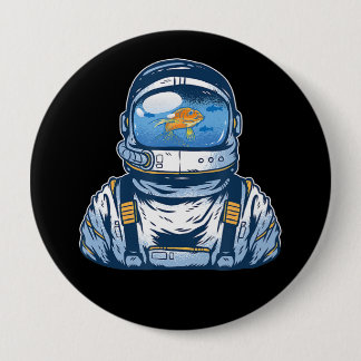 Astronaut Fishbowl Helmet Goldfish Spaceman Suit 10 Cm Round Badge