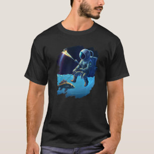 Astronaut Fishing Boat Space Ocean Lake Cool Fish T-Shirt